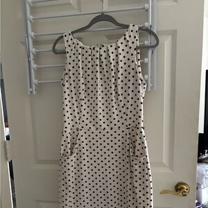 Chaps Black and White Polka Dot Midi Dress